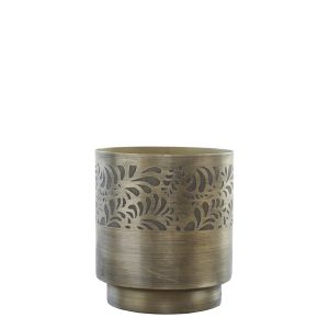 Kruka m mönster H16,5/Ø15 cm antik mässing