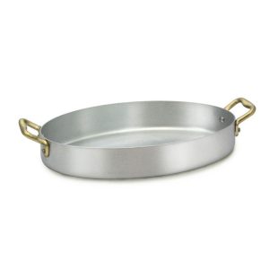 Ugnspanna Oval i Aluminium med Mässingshandtag 26 cm – Ottinetti