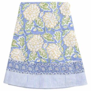 Bordsduk Dahlia Blue & Yellow Rund ø160 cm – Chamois