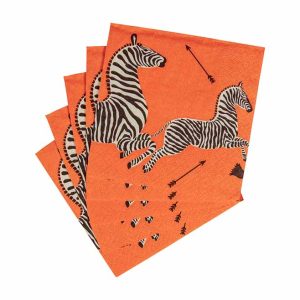 Cocktailservett 25×25 cm – Zebras Orange – Caspari
